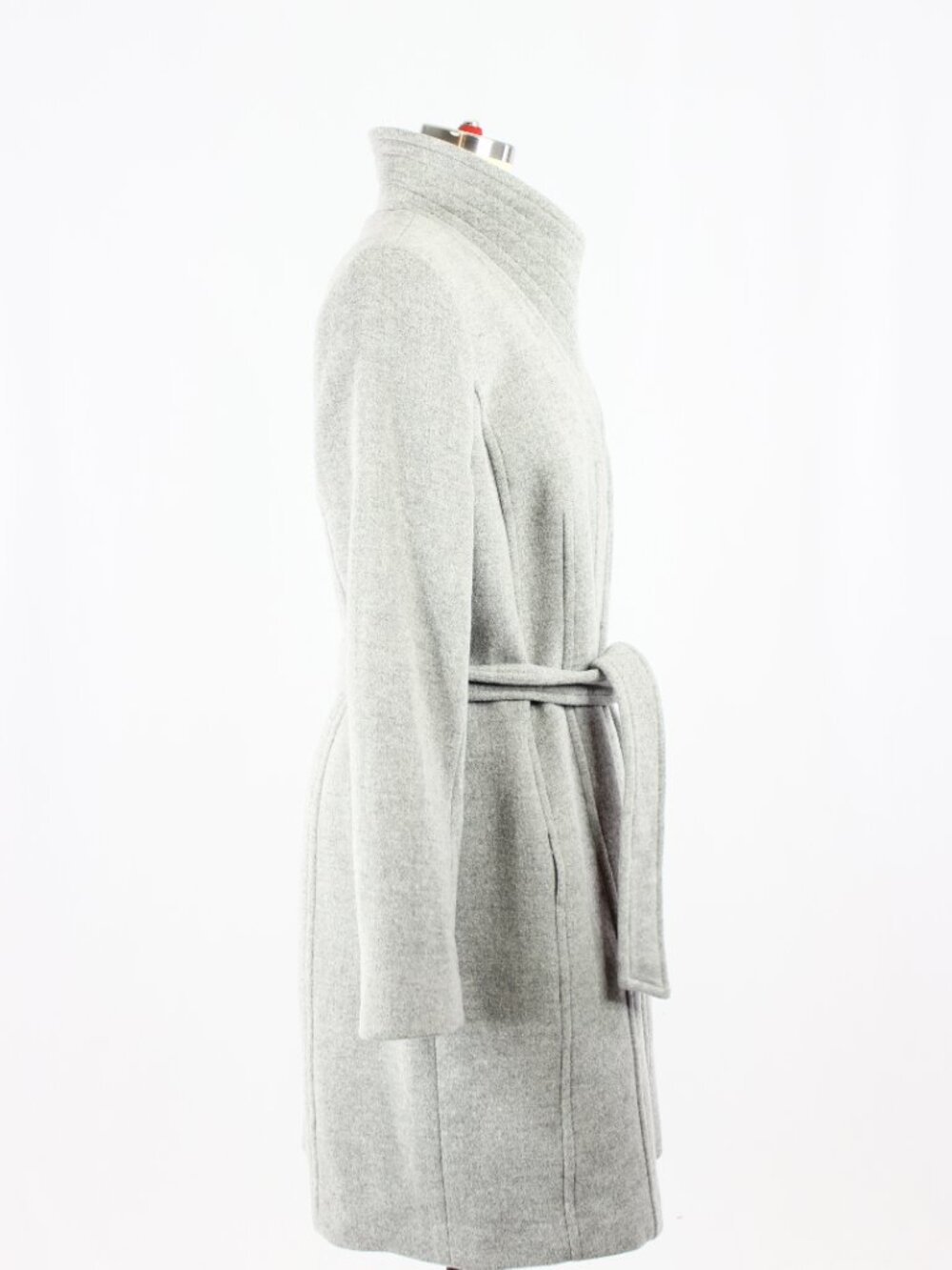 Aritzia BABATON Connor Heather Light Grey Virgin Wool Belted Wrap Coat, Size M - Picture 3 of 16